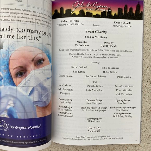 Playbill SWEET CHARITY Sarrah Strimel Jamie LaVerdiere Engeman Theatre Northport - Picture 2 of 2
